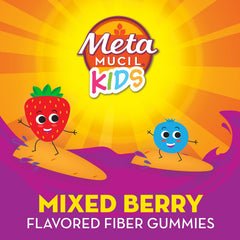 Metamucil Kids Fiber Gummies label highlights plant-based prebiotic fiber blend
