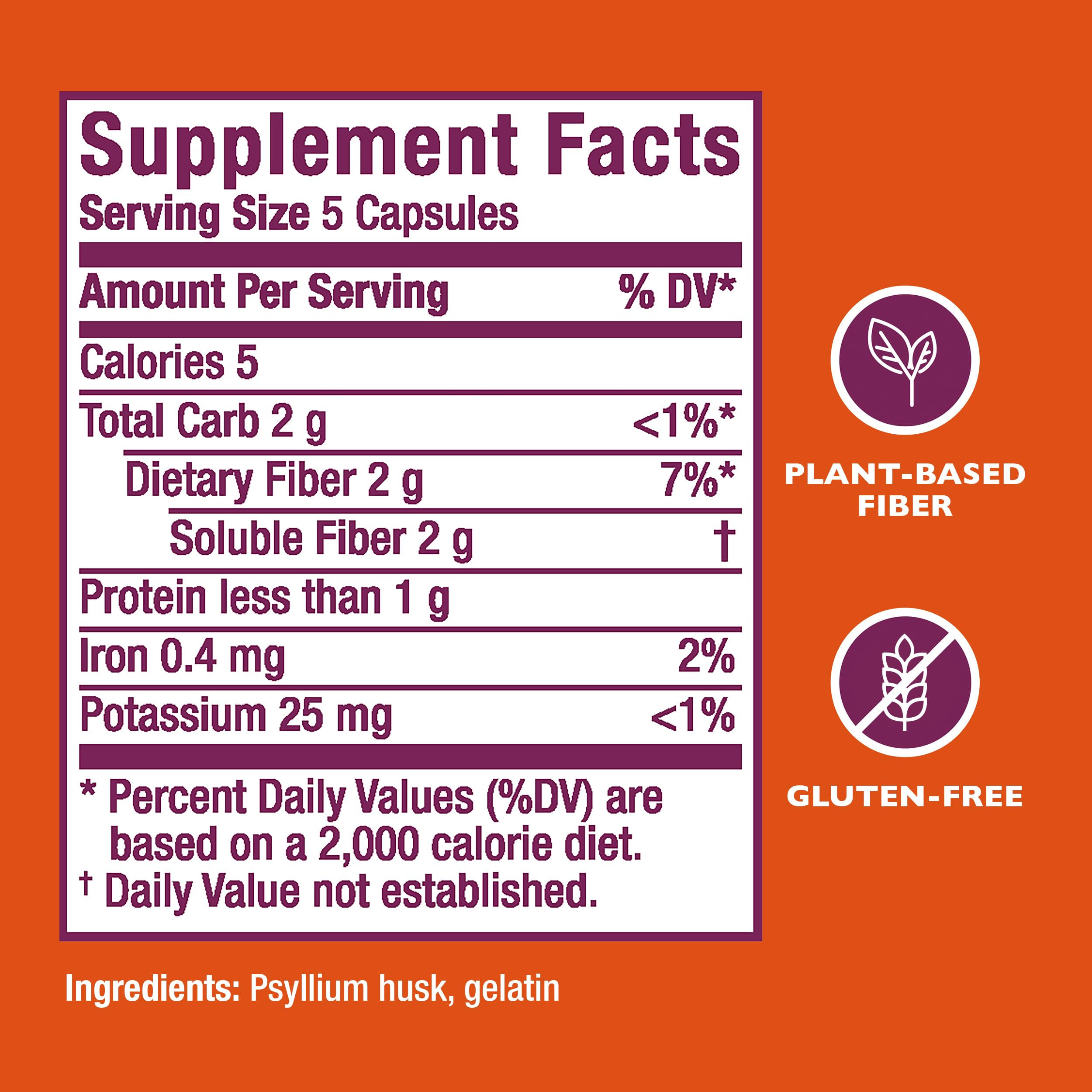 Metamucil label detail with nutrition facts and product name.