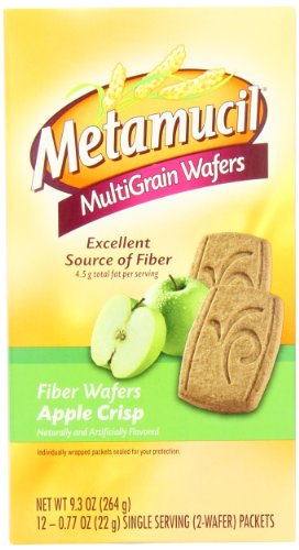 Metamucil Meta Apple Crisp wafers served on a plate as a quick snack.