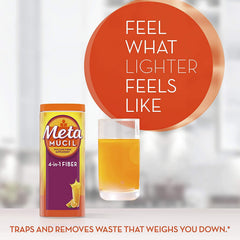 Metamucil psyllium plant-based fiber for digestion.