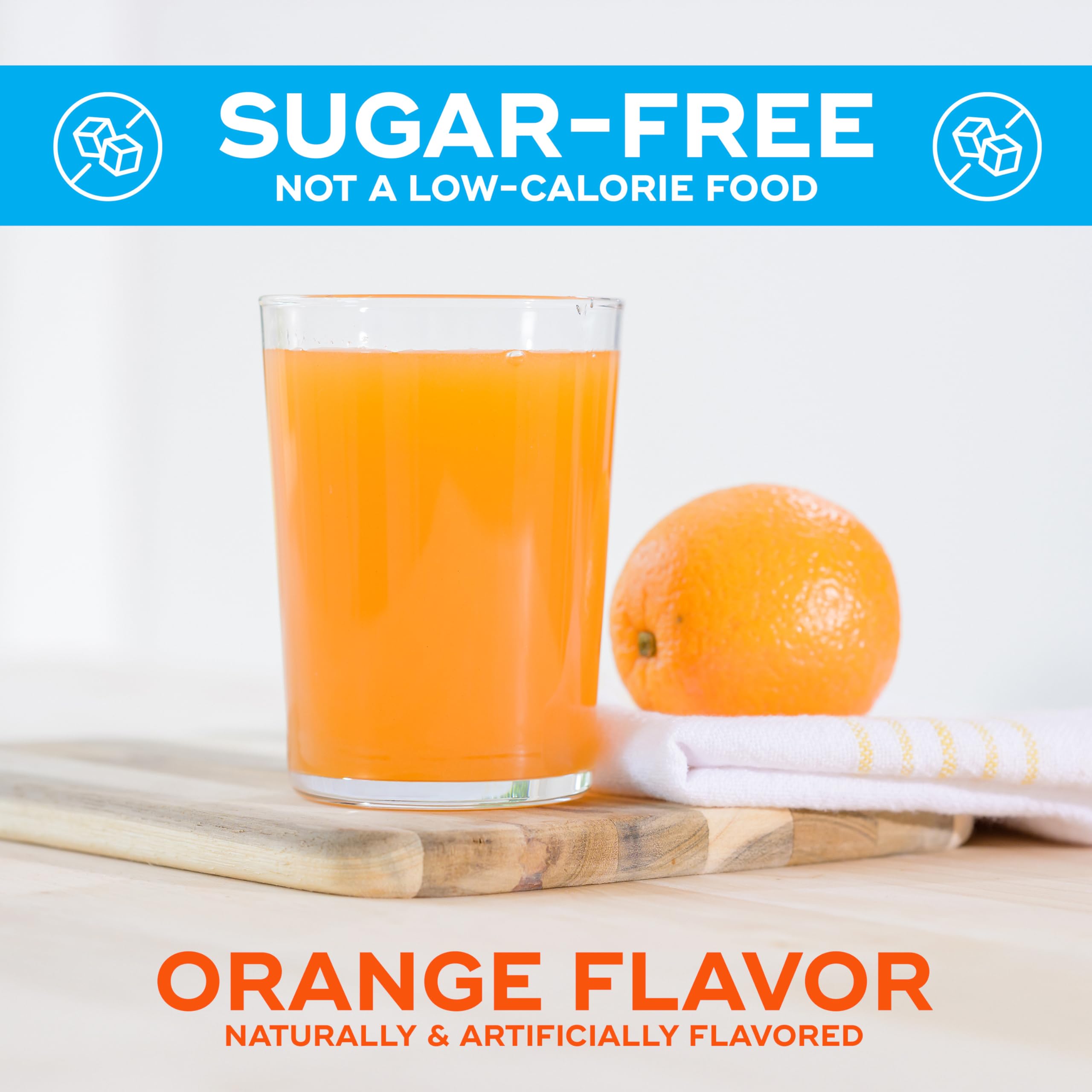 Metamucil sugar-free orange powder ready to blend with water