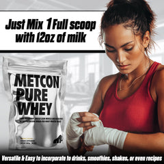 MetCon bottle pour showing clean packaging and easy mixing for workouts.