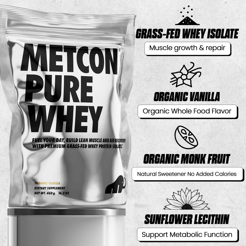 MetCon label closeup showcasing a clean 5 ingredient formulation.