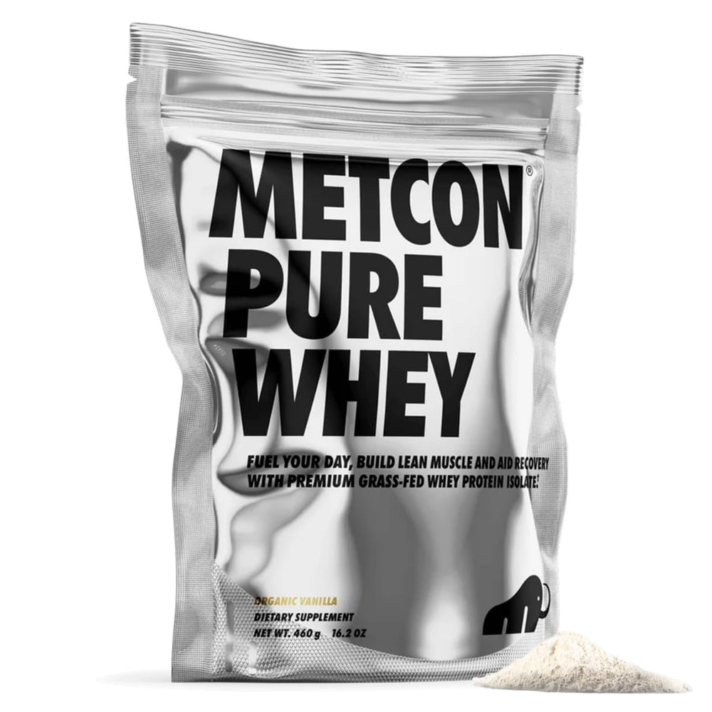 MetCon Whey Protein Isolate vanilla powder ready to mix for steady protein support.