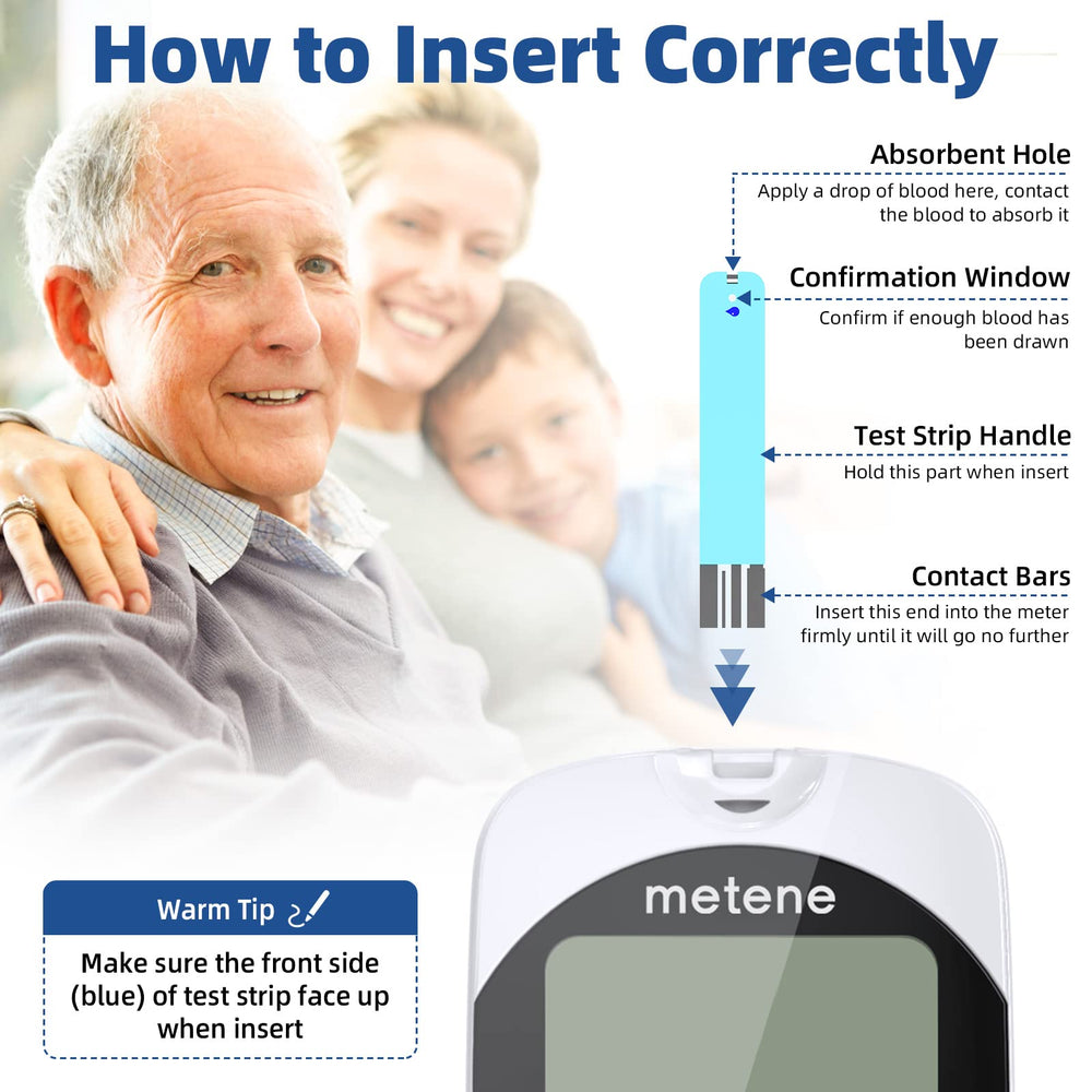 Metene TD-4116 blood sample application illustrating minimal blood requirement