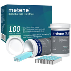 Metene TD-4116 test strips front view for reliable glucose testing with the compatible meter.