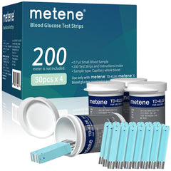 Metene TD-4116 test strips in vial for easy access and sealing.