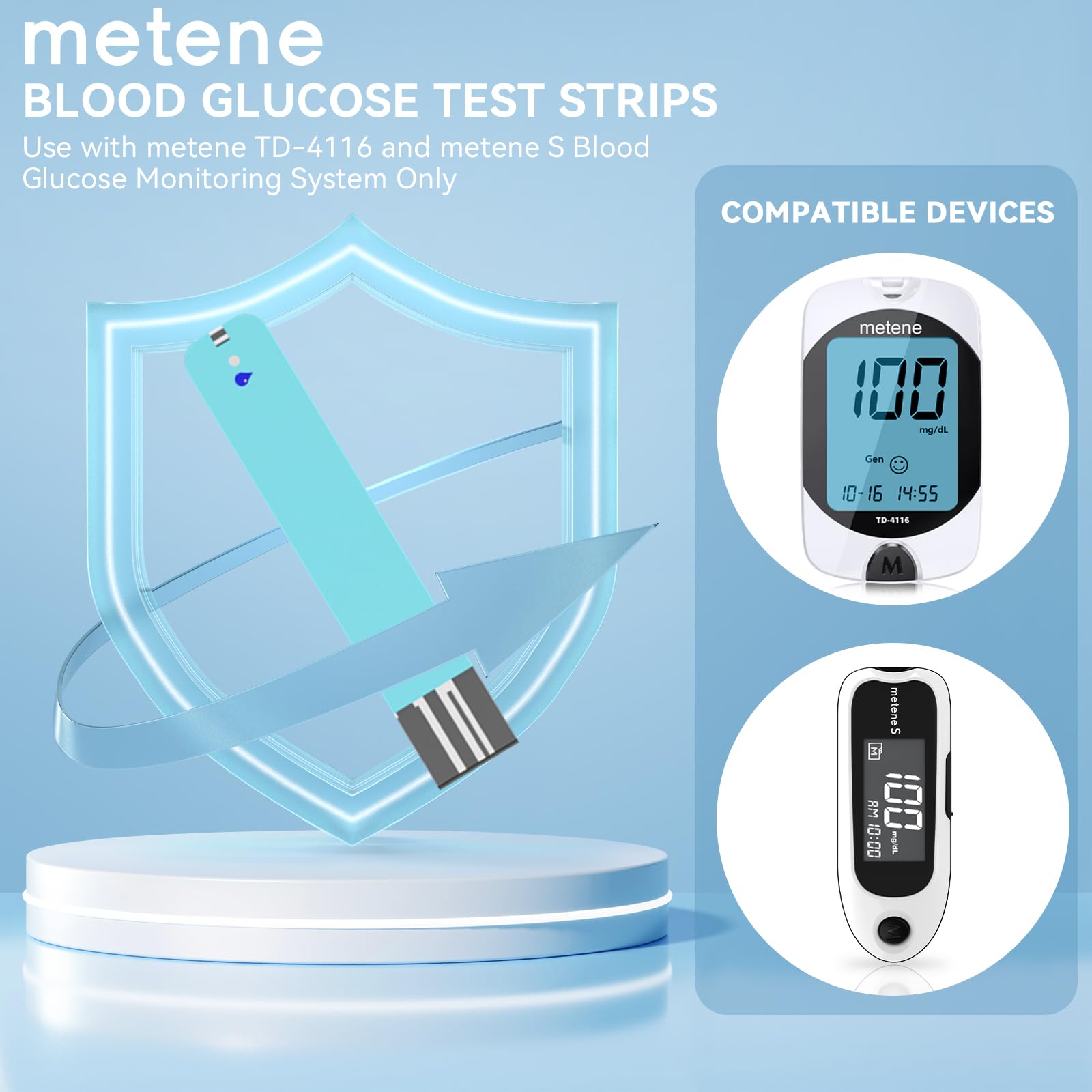 Metene TD-4116 vial showing sealed strips to help preserve accuracy.