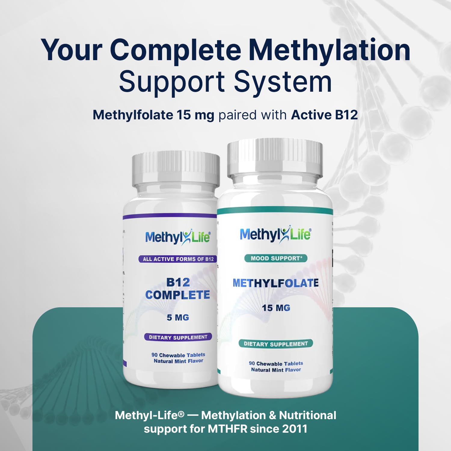 Methyl-Life ingredients list shows non-GMO and gluten-free attributes.