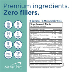 MethylPro B Complex hypoallergenic formula packaging for sensitive users.