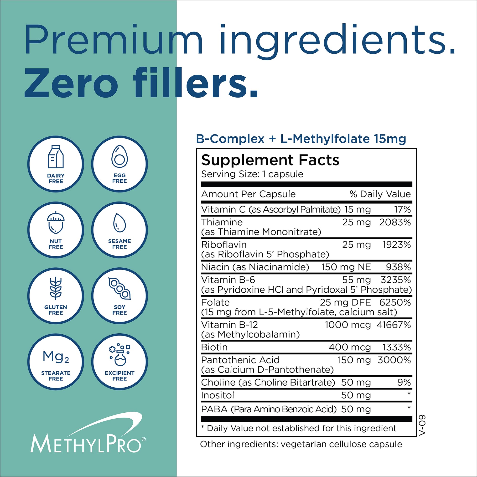 Back label highlighting bioavailable B vitamins for energy support