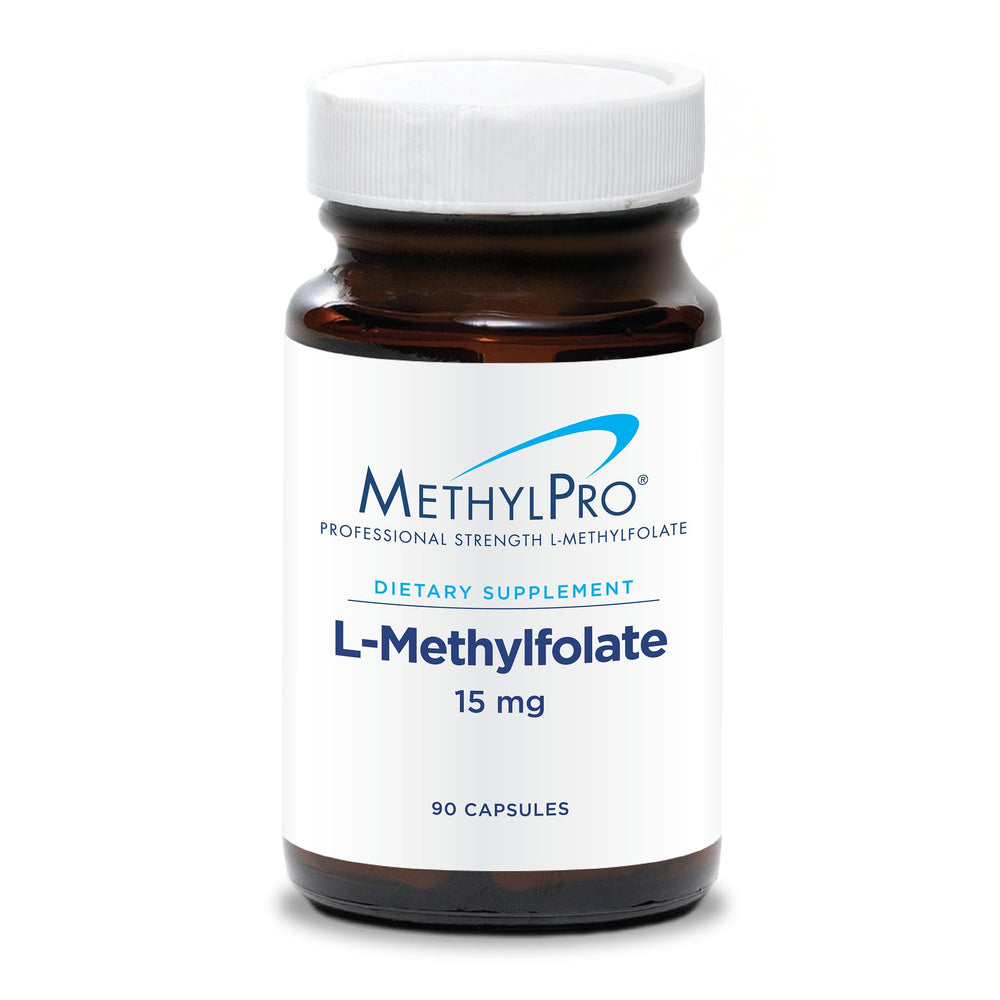 MethylPro L-Methylfolate 15 mg bottle shown for brain health support and daily use