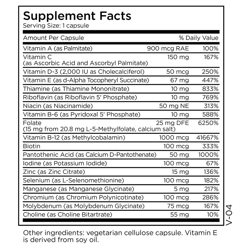 MethylPro multivitamin capsules in jar for convenient daily supplementation