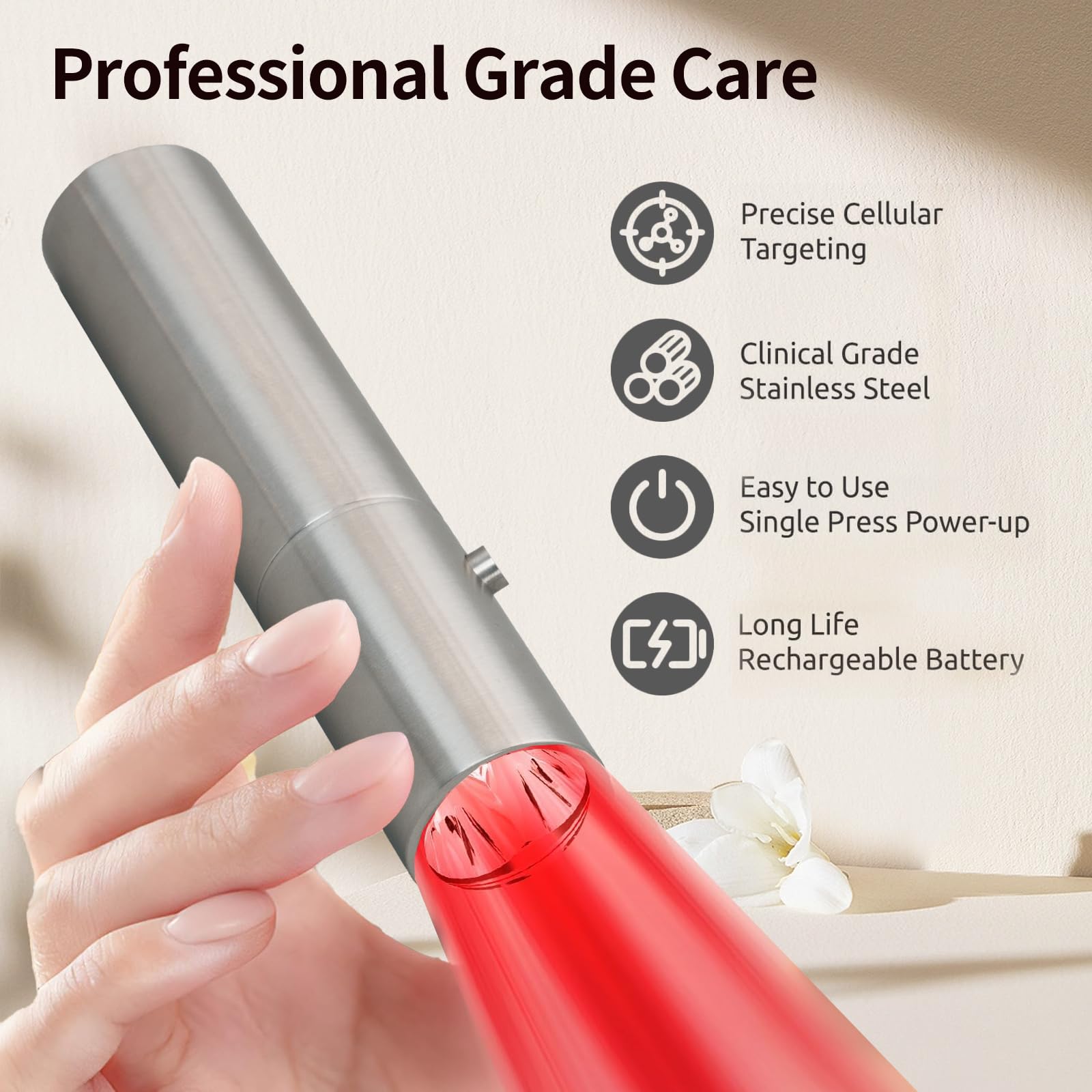 Metiko torch targets muscles for focused therapy sessions at home.