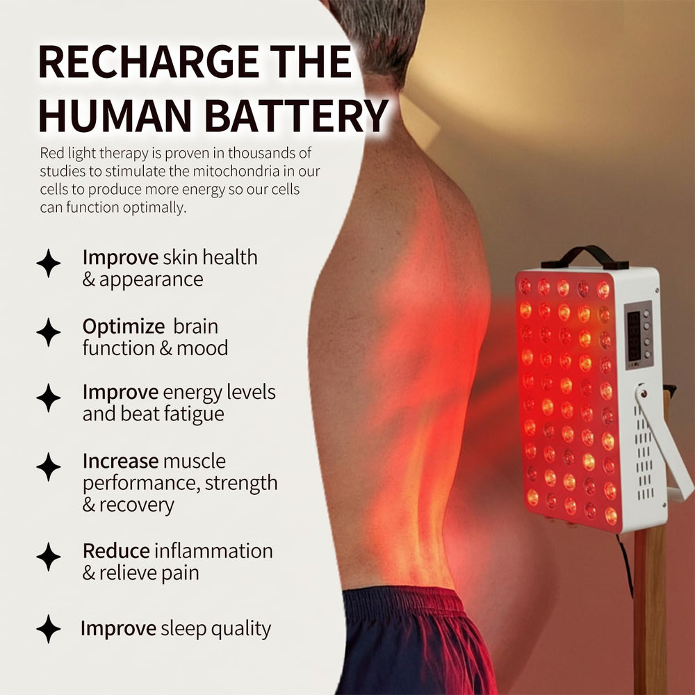 METIKO red-light panel ready for body therapy setup at home