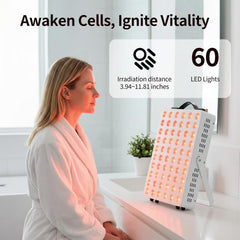 METIKO red-light panel 60 dual-chip LEDs close-up and even coverage