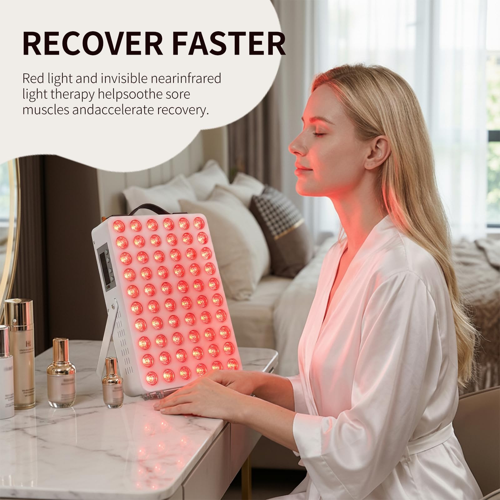 METIKO red-light panel in a home room setup for easy use