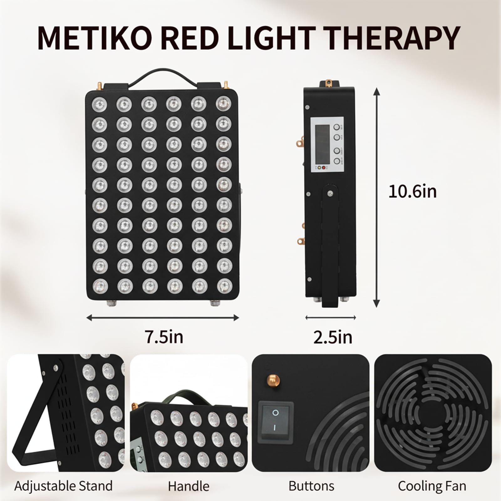 METIKO LED array panel emitting dual wavelengths for broad coverage.