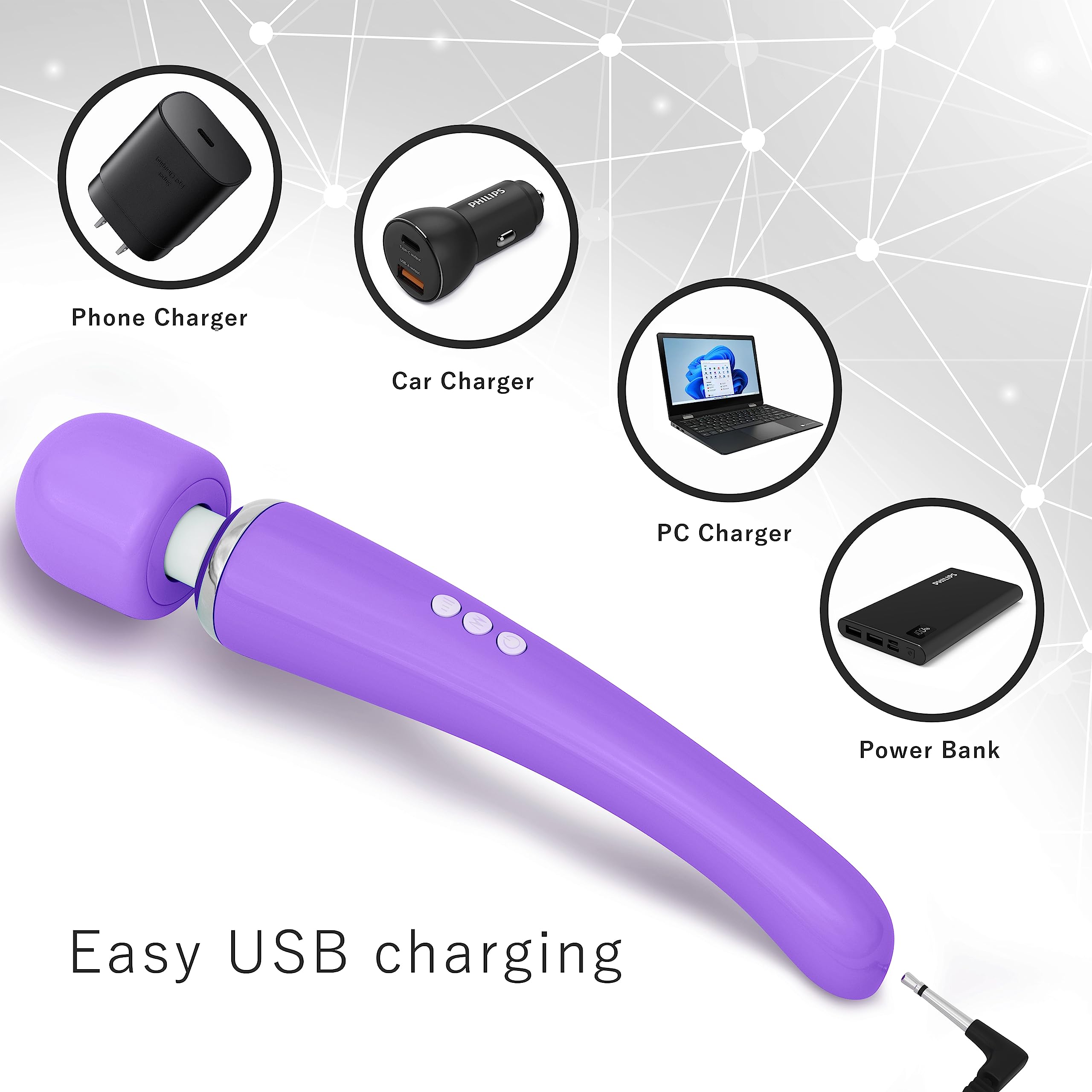 Metooka ergonomic grip ensures secure handling during longer massage sessions.