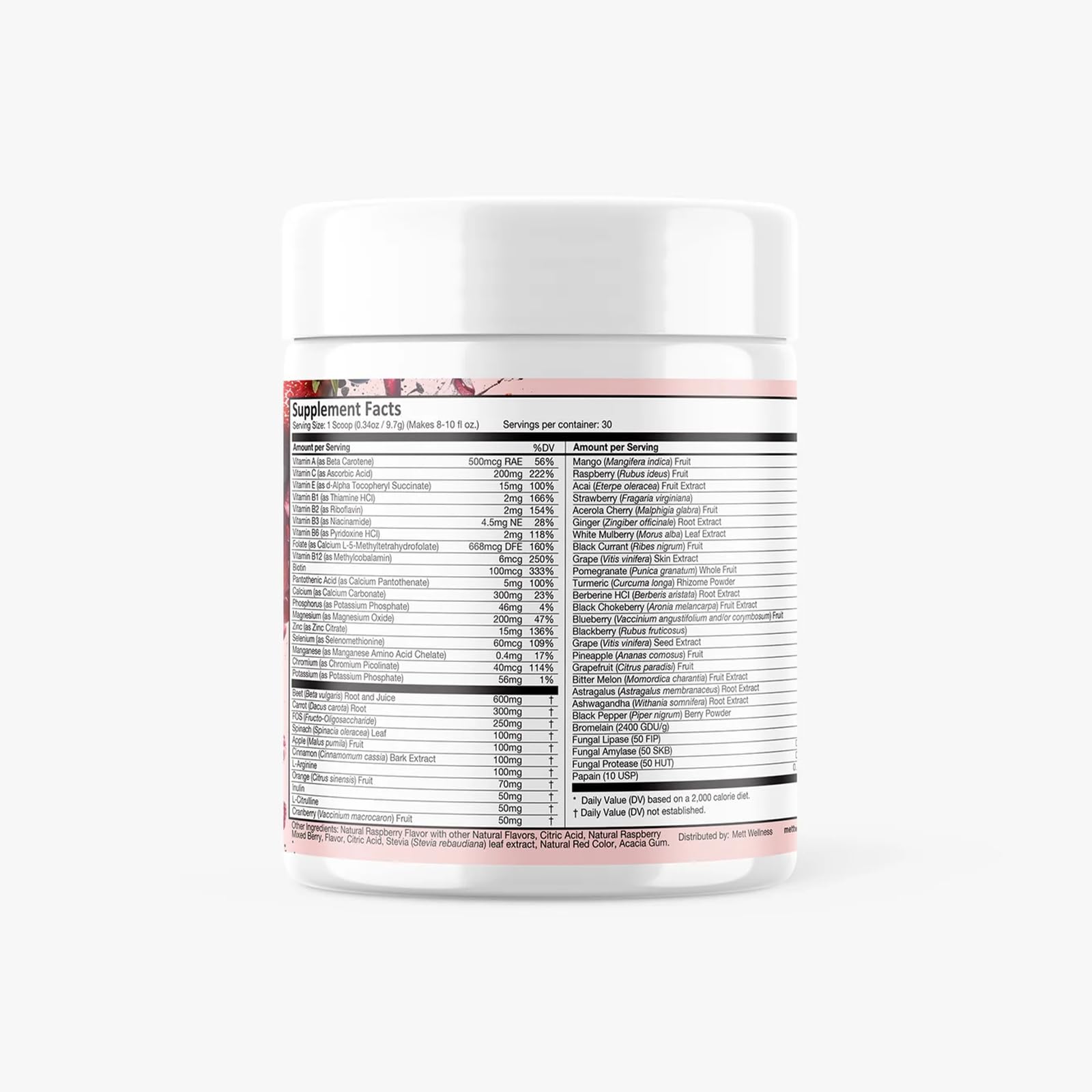 Mett Wellness Reds antioxidant-rich red fruit blend promotes vitality.