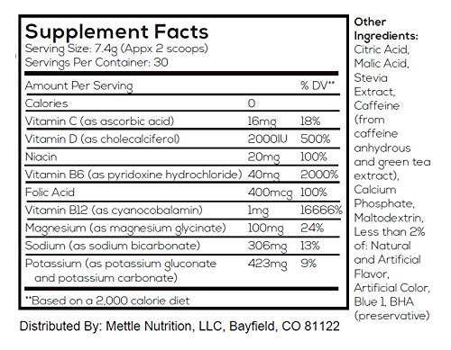 Mettle Energy with B-complex and vitamin D, highlighting daily vitality.