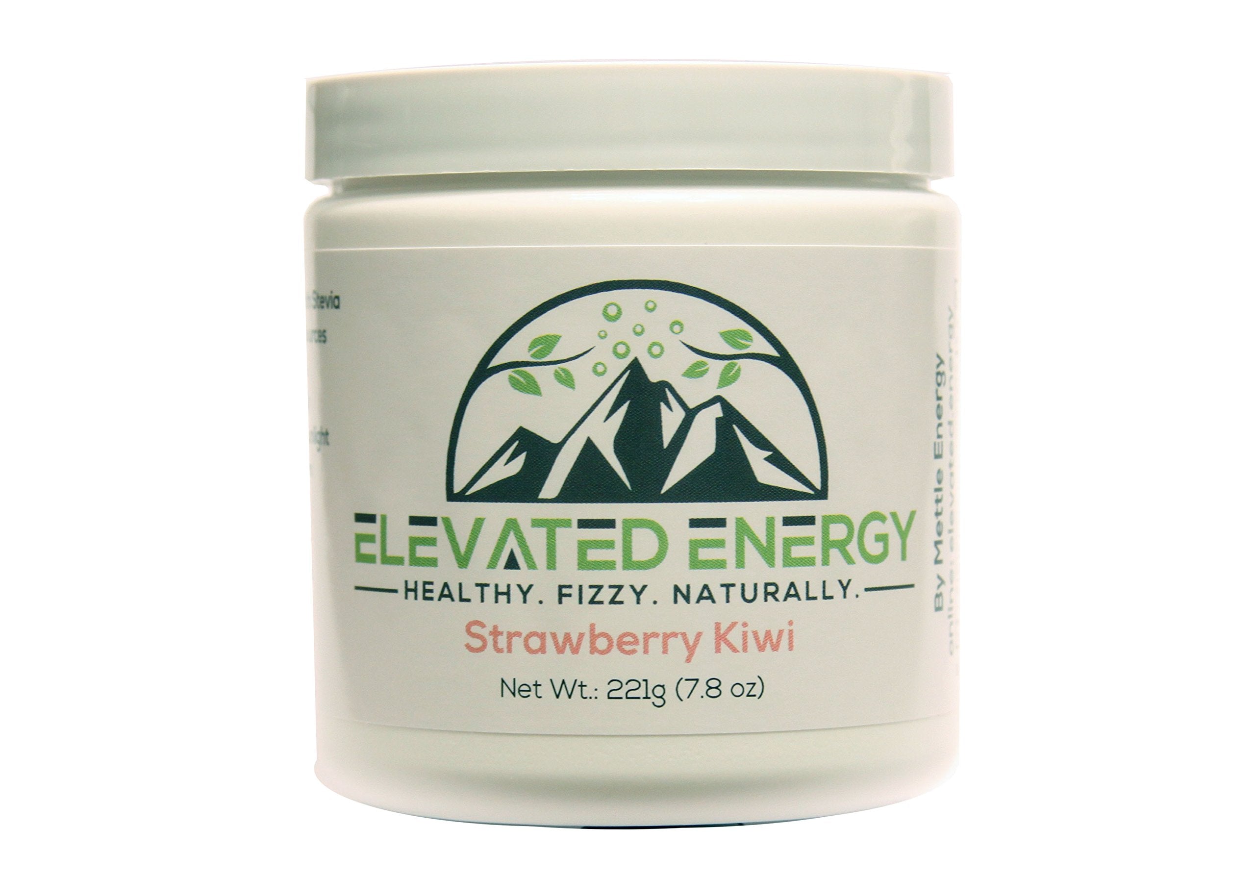 Mettle Energy Elevated Energy fizz strawberry kiwi bottle with refreshing hydration boost.