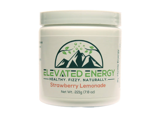 Mettle Energy Strawberry Lemonade powder tub front for a tasty, sugar-free energy boost.