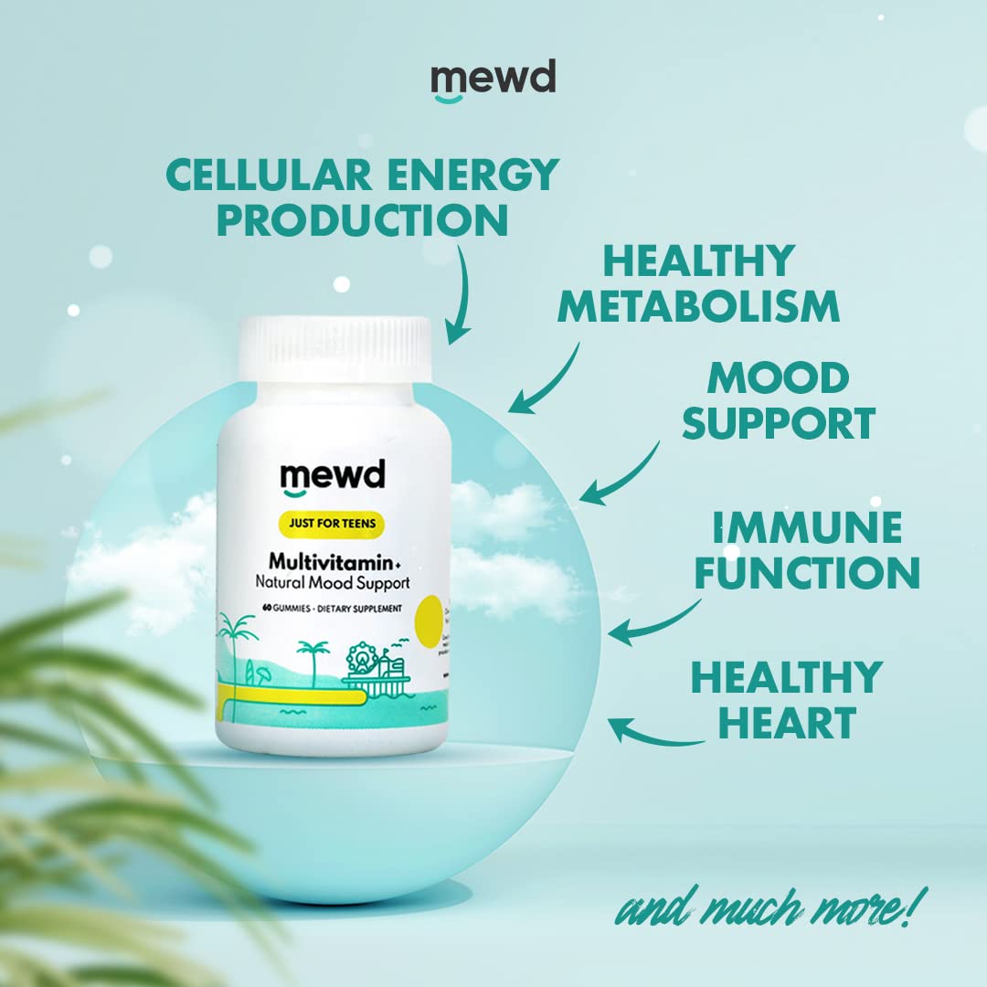 MEWD immune-support vitamins with zinc and iron illustrated for teens.