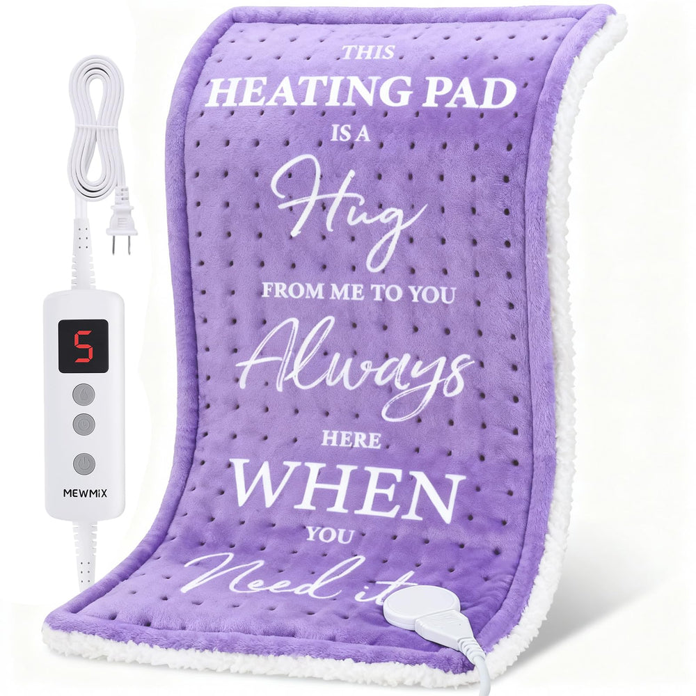 MewMix purple heating pad for back cramps provides soothing warmth at home