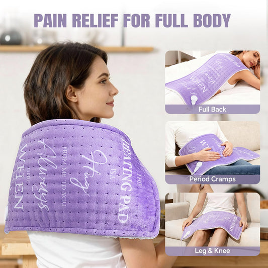 MewMix purple heating pad targets neck and shoulder pain with adjustable heat
