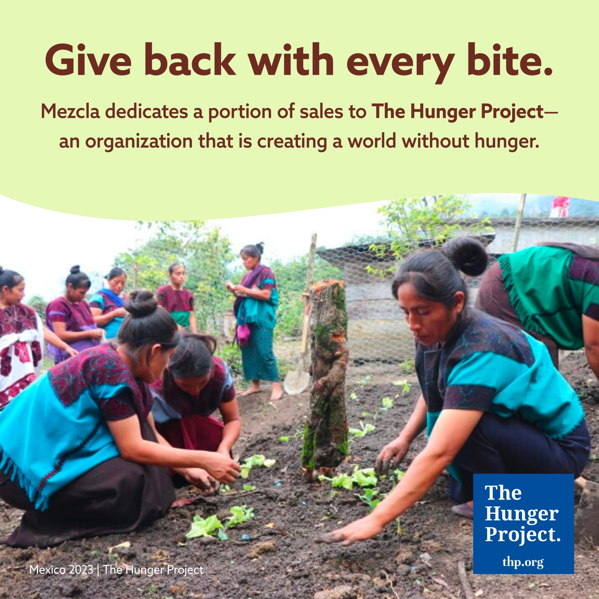 Packaging note about Hunger Project donation on Mezcla bar