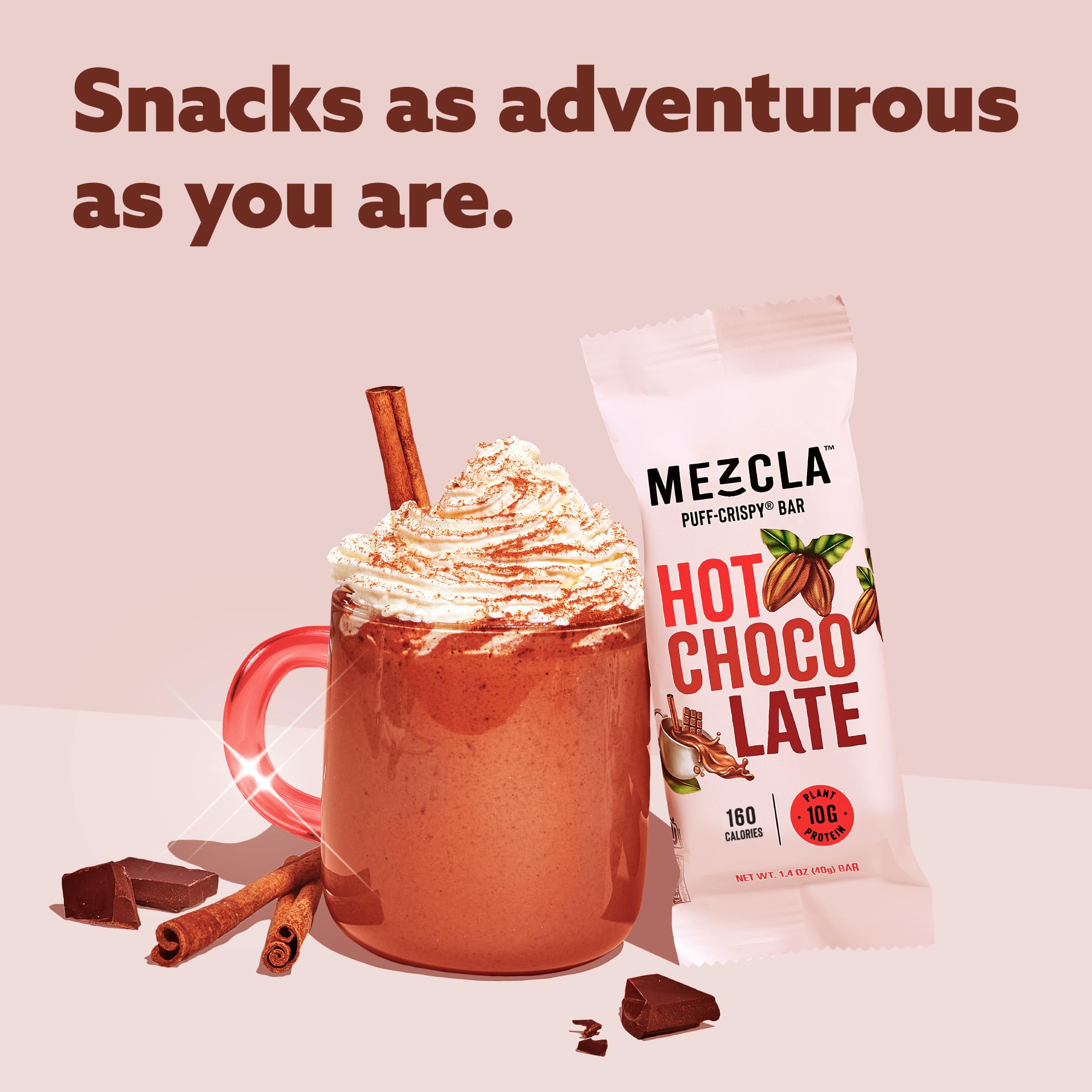 Gluten-free and vegan label on Mezcla protein bar packaging.