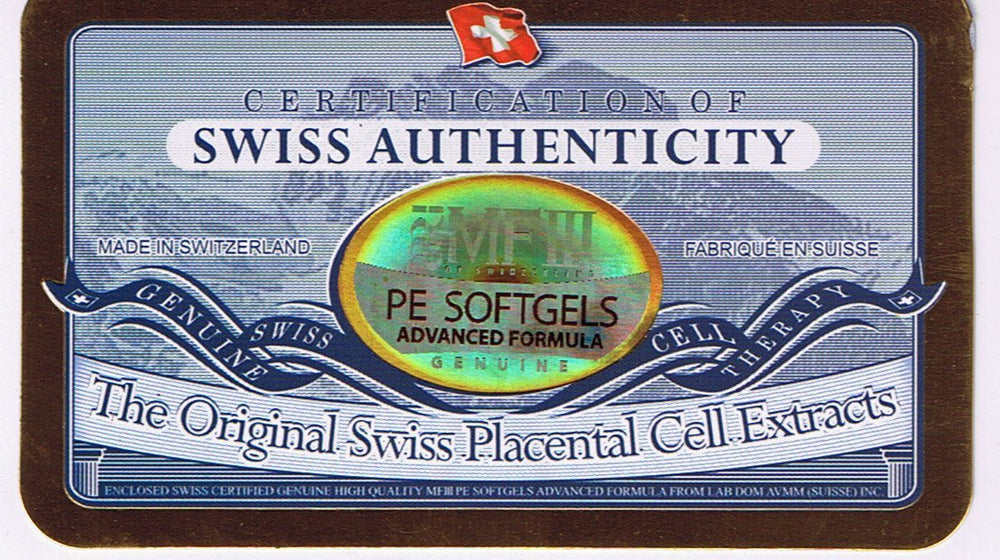 MFIII Original Swiss Placenta Softgels capsule image emphasizes controlled release and bioavailability.