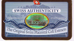 MFIII Original Swiss Placenta Softgels capsule image emphasizes controlled release and bioavailability.