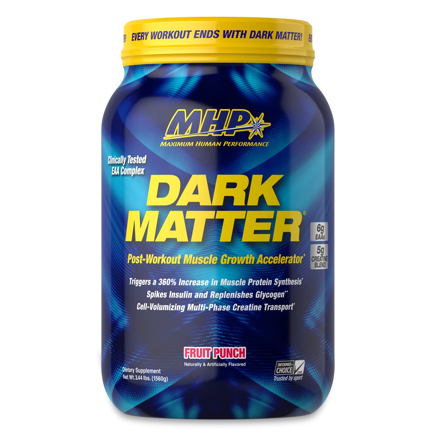 MHP Dark Matter bottle pour shows quick post-workout recovery potential