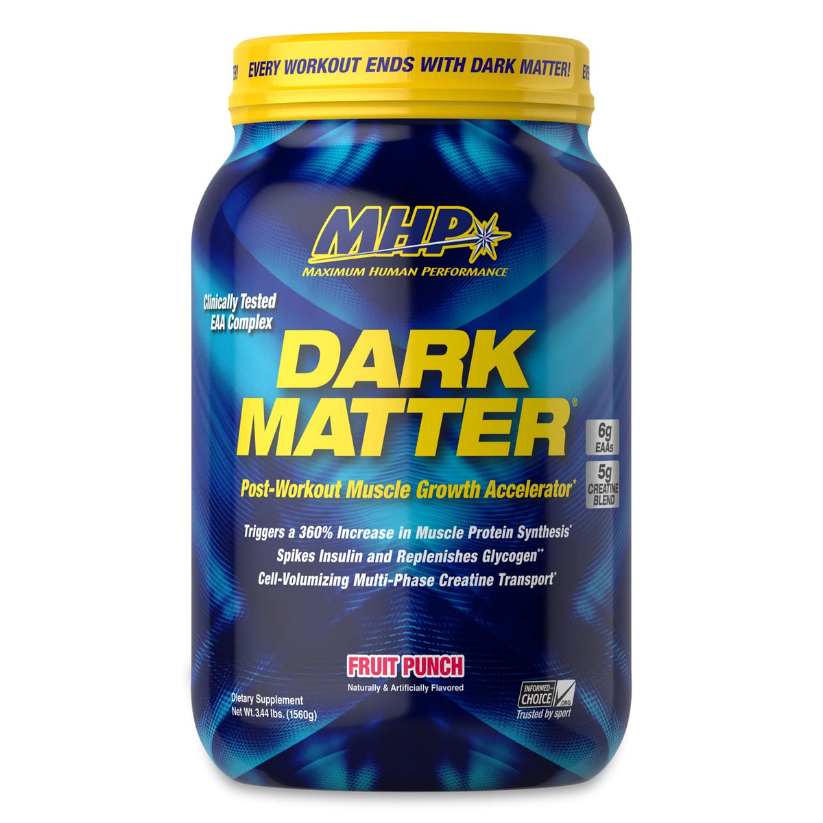 MHP Dark Matter bottle pour shows quick post-workout recovery potential