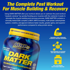MHP Dark Matter mixed shake glass with smooth post-workout texture.