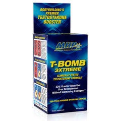MHP T-Bomb 3xtreme bottle front with 168 capsules visible