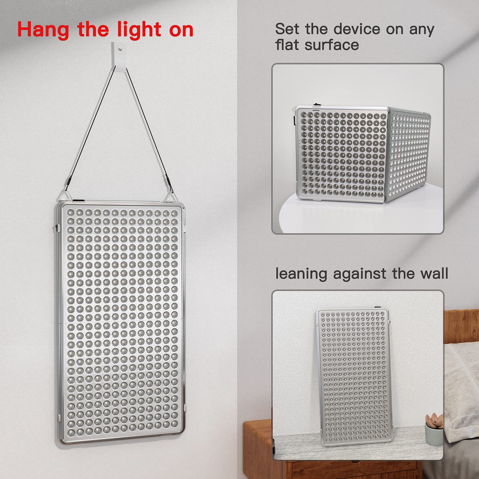 MHPoycd red light 338 LEDs close-up highlights dense wavelength coverage.