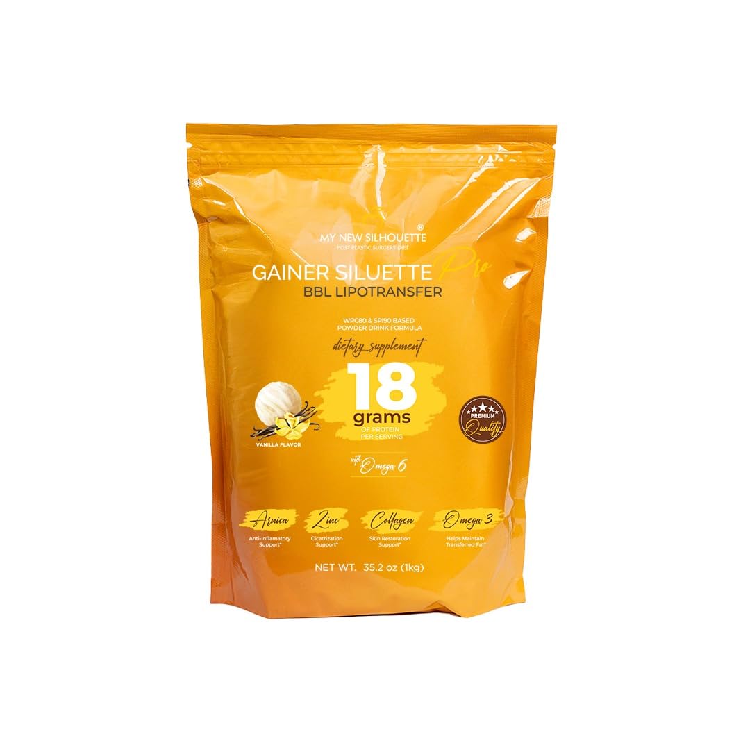 MI NUEVA SILUETA Gainer Pro vanilla bottle on display for recovery support.