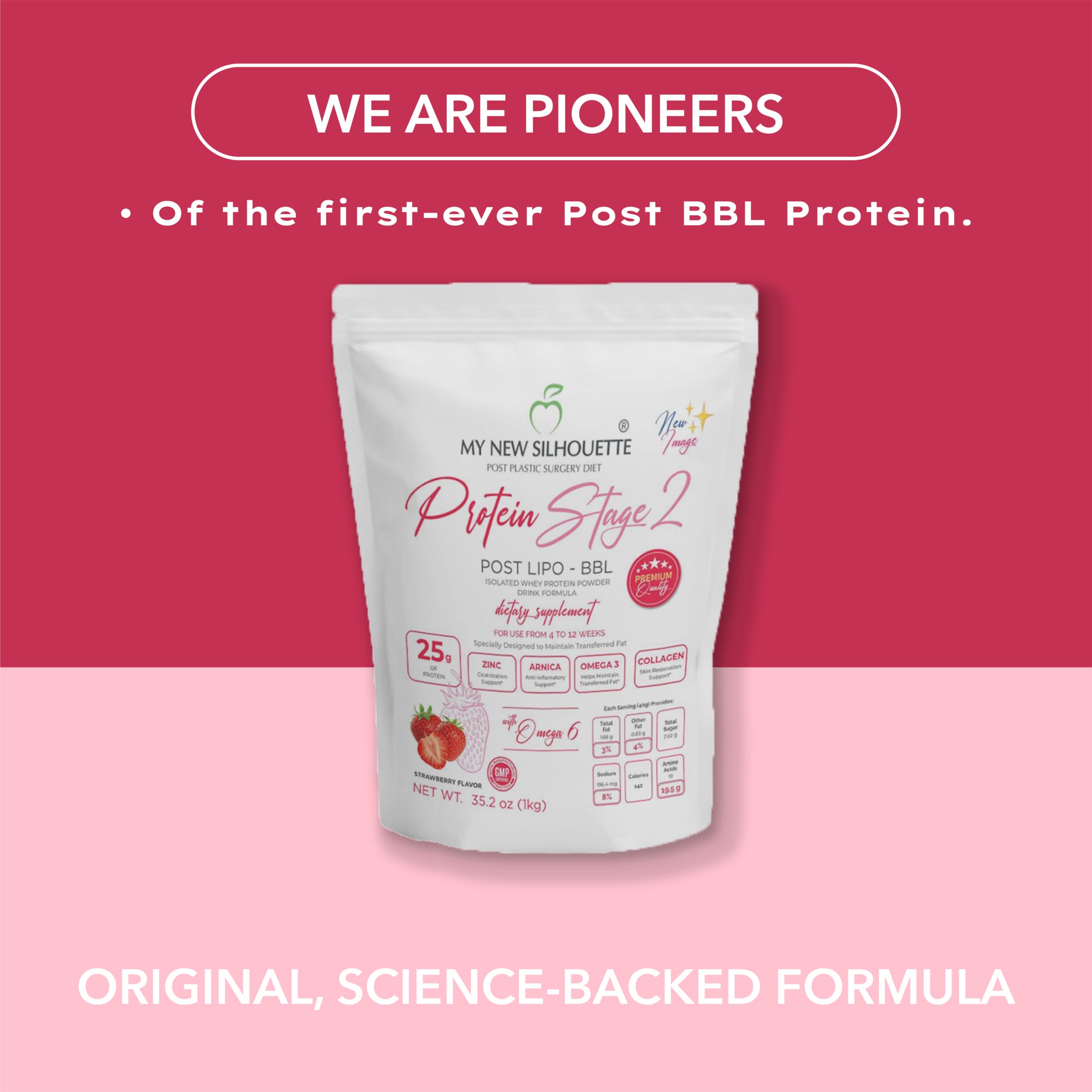 MI NUEVA SILUETA Strawberry ingredients list emphasizes omega fatty acids.