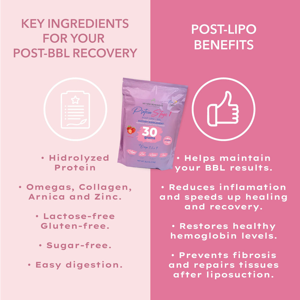 MI NUEVA SILUETA strawberry protein powder highlights flavor and nutrition.