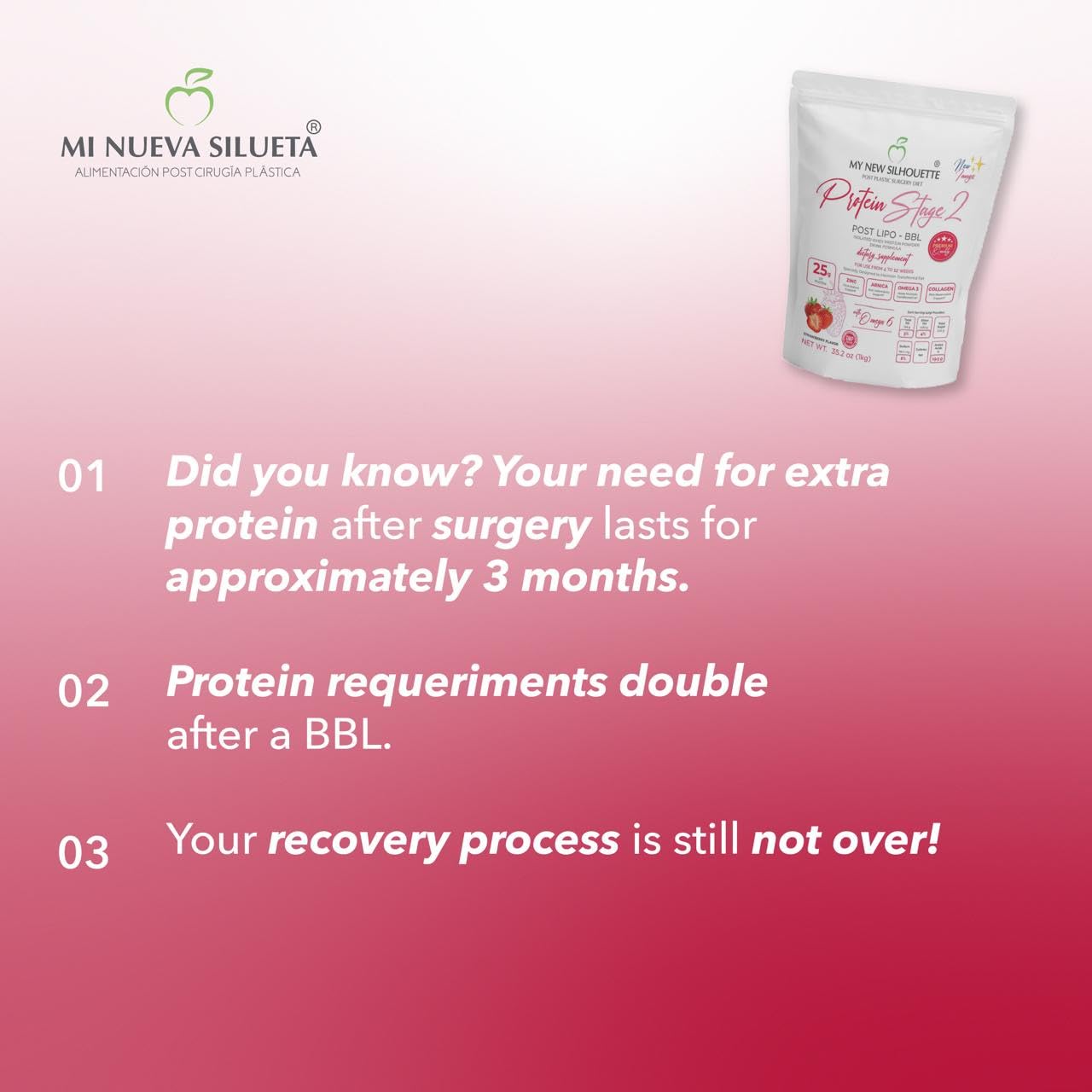 MI NUEVA SILUETA Strawberry scoop highlights convenient protein addition.