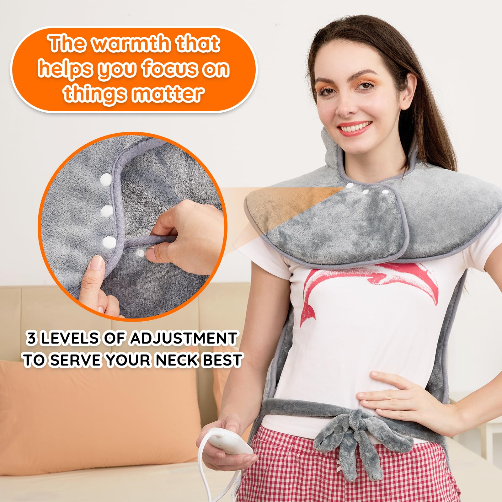 Mia&Coco wrap design offers secure fit for steady warmth.