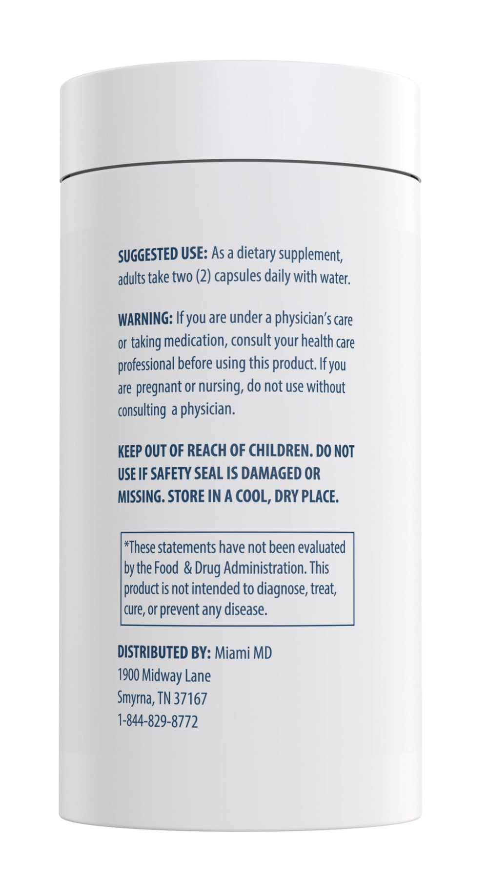 MiamiMD ingredients panel showing marine collagen and vitamin C.