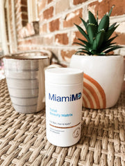 MiamiMD Total Beauty Matrix collagen capsules closeup, easy-to-swallow supplement for hair, skin, nails