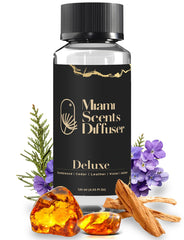 Miami Scents Diffuser Deluxe Silk bottle pour highlights easy refilling and elegant ambiance.
