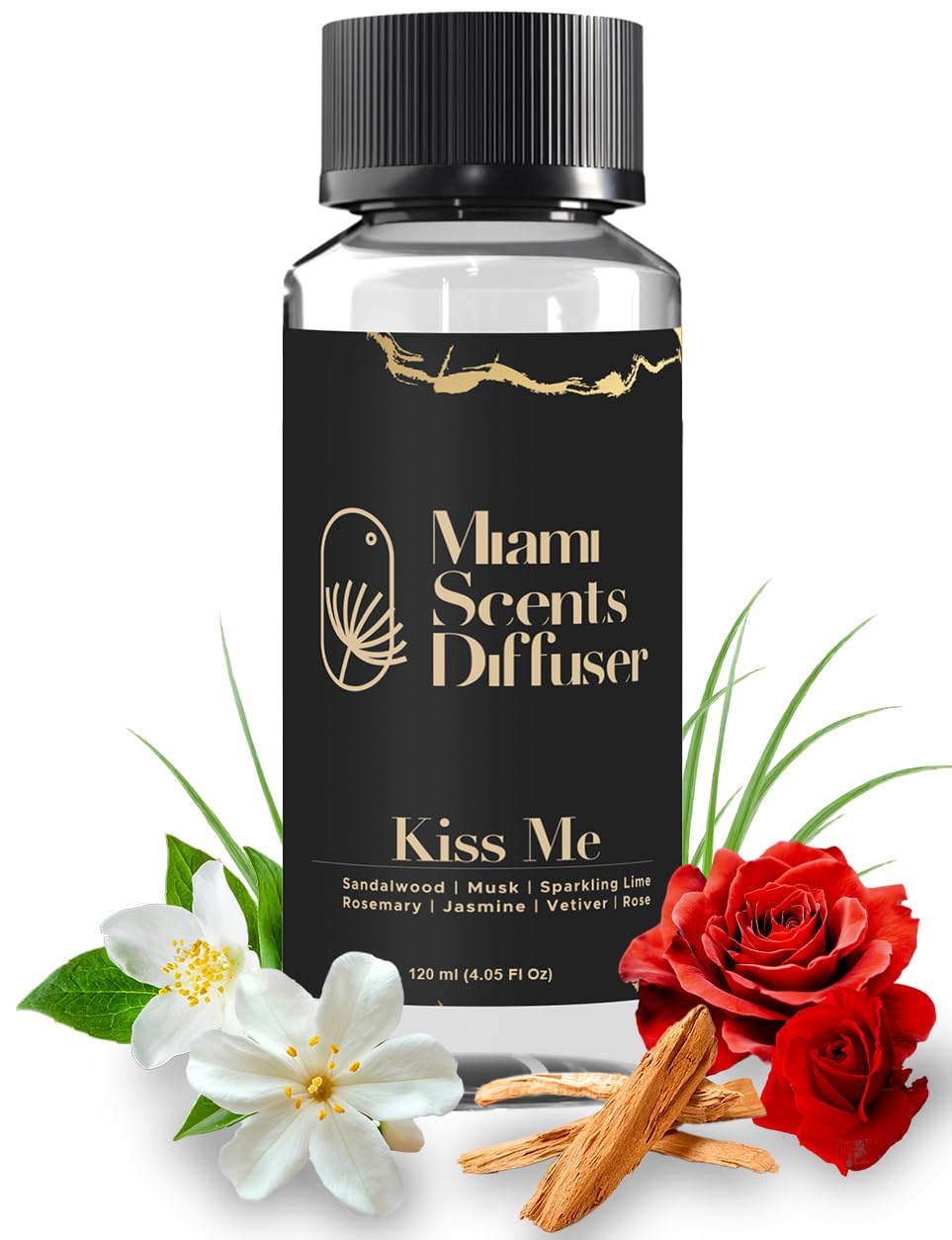Miami Scents Diffuser Velvet Kiss refill bottle for long-lasting aroma at home or office.