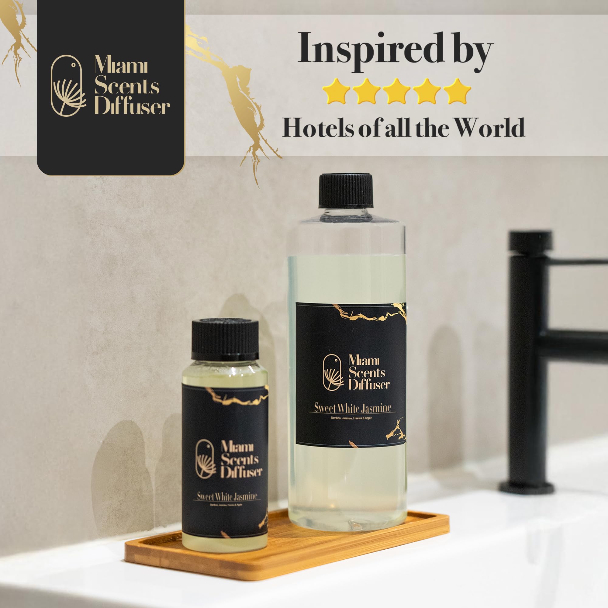 Miami Scents Diffuser White Jasmine Bloom ingredients blend features bamboo jasmine freesia apple