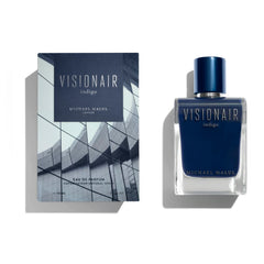 Closeup of Visionair Indigo label highlights craftsmanship and luxury